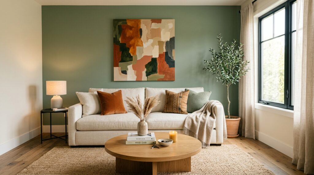 living room with green wall 202605210914