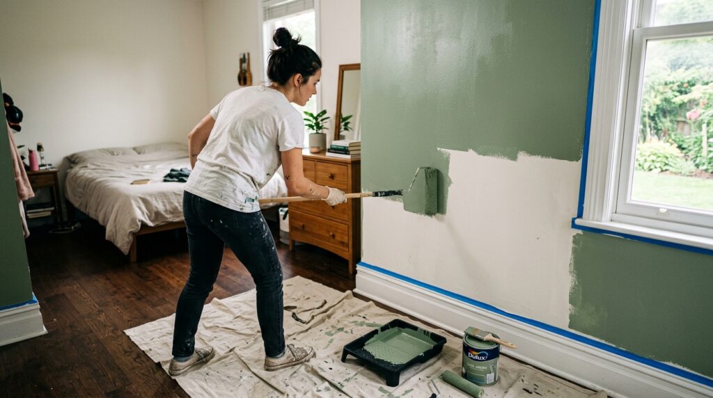 person painting bedroom wall 202605211335
