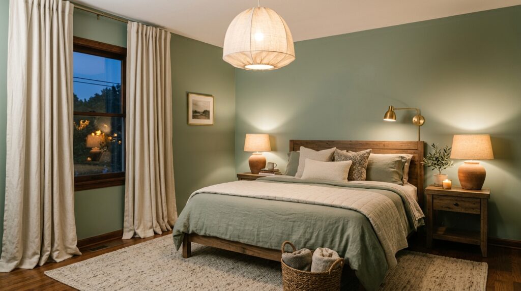 sage green bedroom with three 202605211343