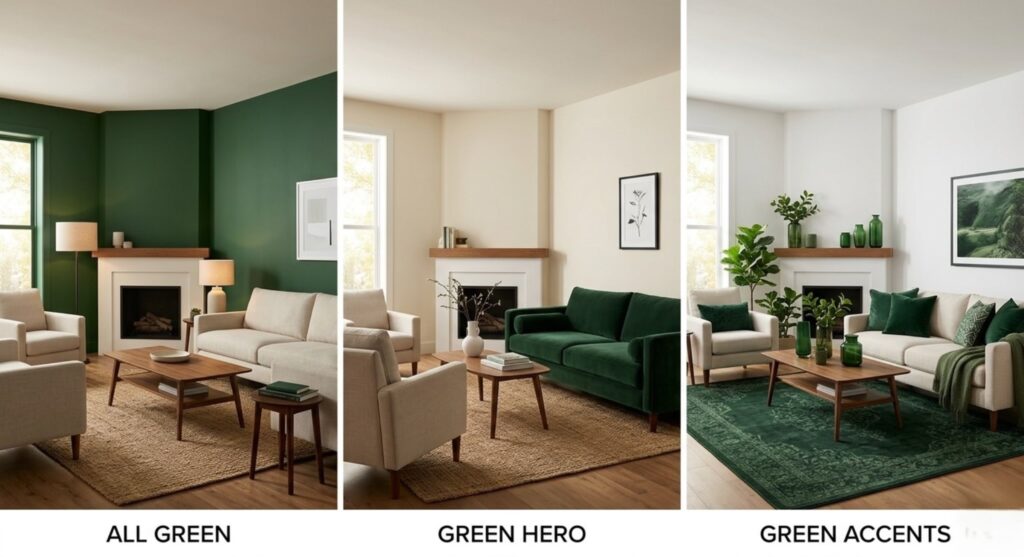How to Style a Forest Green Living Room photo output